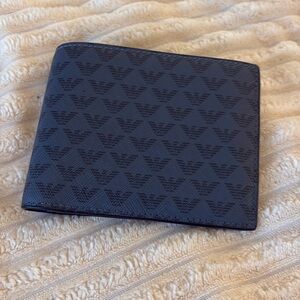 New Emporio Armani Grey Gray Eagle Print 8-card Bifold Wallet